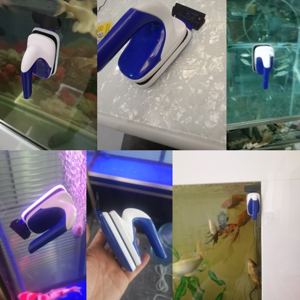Akvarium vinduespudsning glas alger skraber magnetisk ren børste akvarium glas alger skraber rengøringsværktøj flydende r