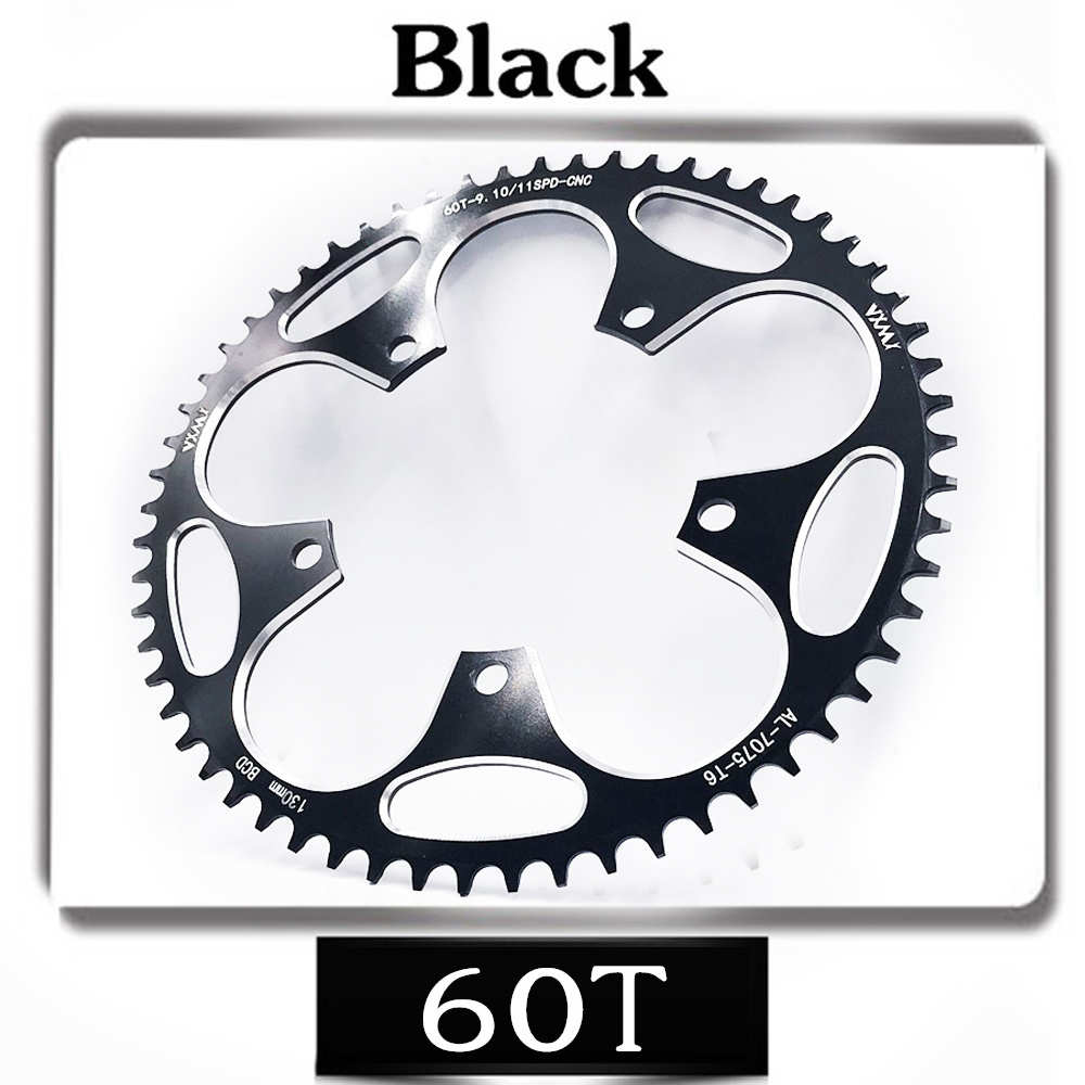Ronde smalle brede kettingblad racefiets fiets 130 bcd 50t 52t 54 t 56t 58t 60t crankstel tandplaat onderdelen 130 bcd: 60t zwarte
