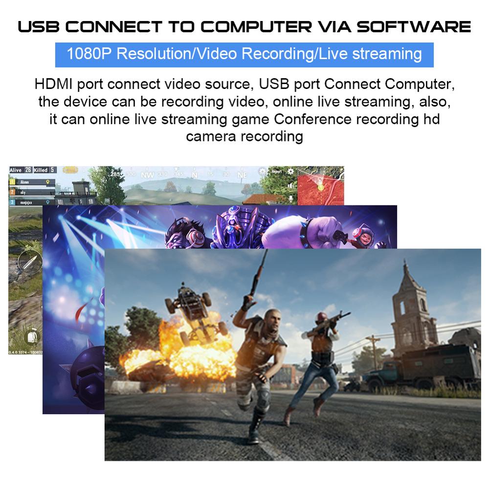 HDMI Video Capture Device 1080p 30fps Video Capture Disk USB2.0 Video Recorder Adapter