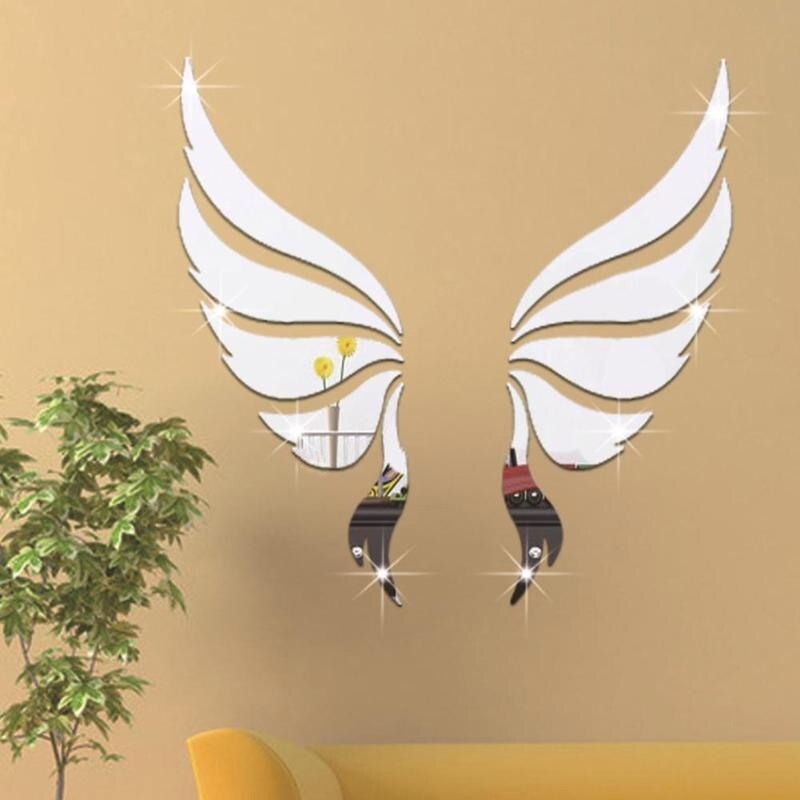 Creatieve Engelenvleugels Acryl Spiegel 3D Muurstickers Engelenvleugels Muursticker Sticker DIY Art Home Decoratie Stickers Voor Kamer 1