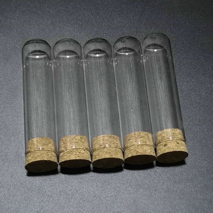 30pcs/lot 25x100 mm Round bottom Glass test tube with cork stopper Cap for Lab Experiments