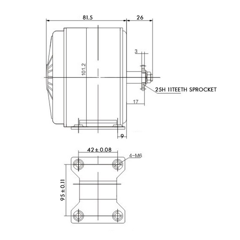 24V 250W DC Brushed Motor High-Speed For Electric Escooter Ebike Brushed Motor Ebike Motor Tricycle Accessories MY1016