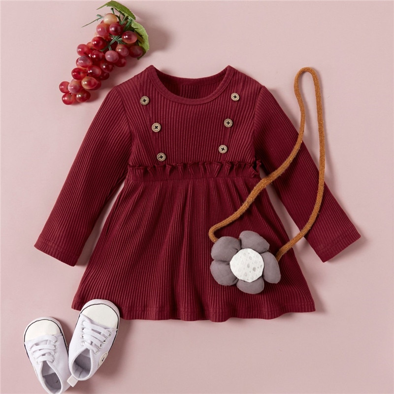 Baby Meisje Kleding Herfst Winter Meisjes Pasgeboren Kleding Katoen Effen A-lijn Prinses Jurk Vestidos Nina Gewaad Bebe Fille