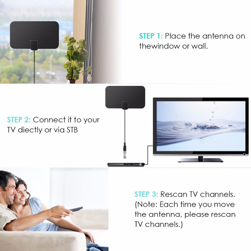 20DB Accessories HD Indoor Mini High Home Digital Easy Install Aerial TV Flat HdTV Antenna