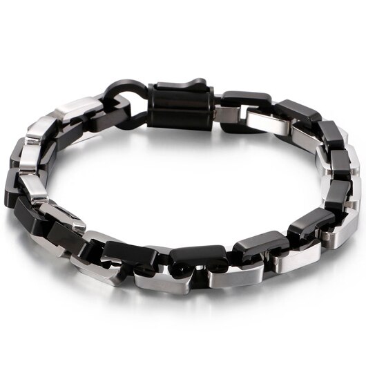 Goud Zwart Rvs Interlock Box Chain Armband Voor Mannen Zware Biker Sieraden Beste Vrienden Heren Armbanden: Color 5