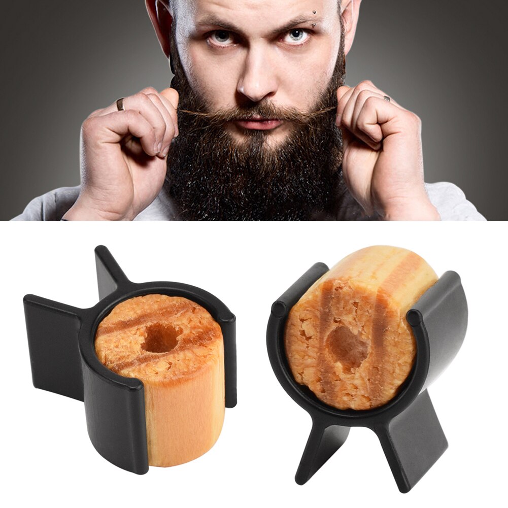 2pcs Men Mustache Curler Roller Wooden Silicone Handle Beard Curling Shaping Styling Tools Salon Mustache Curling