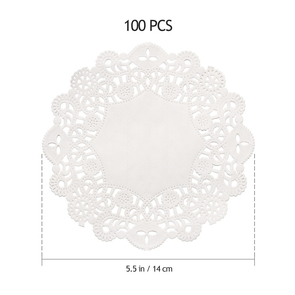 100pcs Disposable Oil-Absorbing White Lace Paper Doilies Cake Box Liner Packaging Paper Pad Oil-Absorbing 5.5"