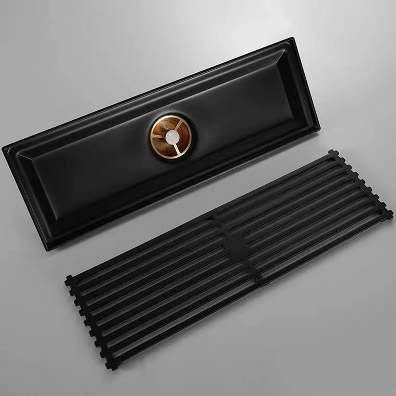 Thickened Stainless Steel Floor Drain Solid Large Displacement Strip Bathroom Hotel Rectangular Floor Drain