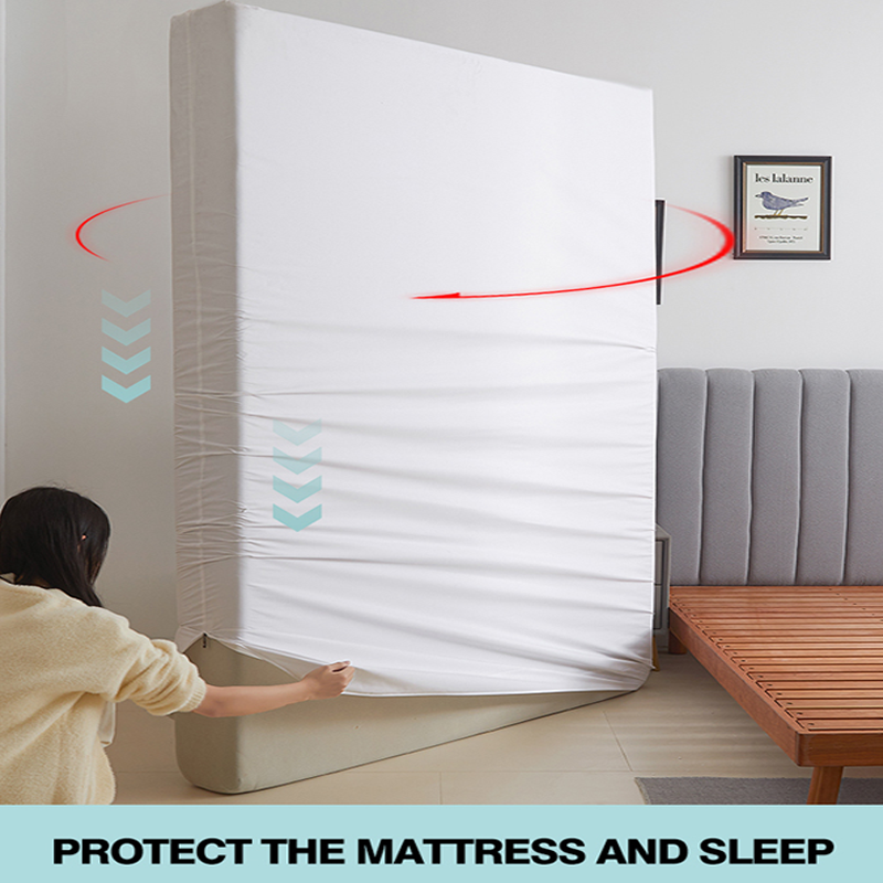 Waterproof Mattress Protector with Zipper Soft & Breathable Noiseless Mattress Cover for Single or Double Bed, Queen/King Size
