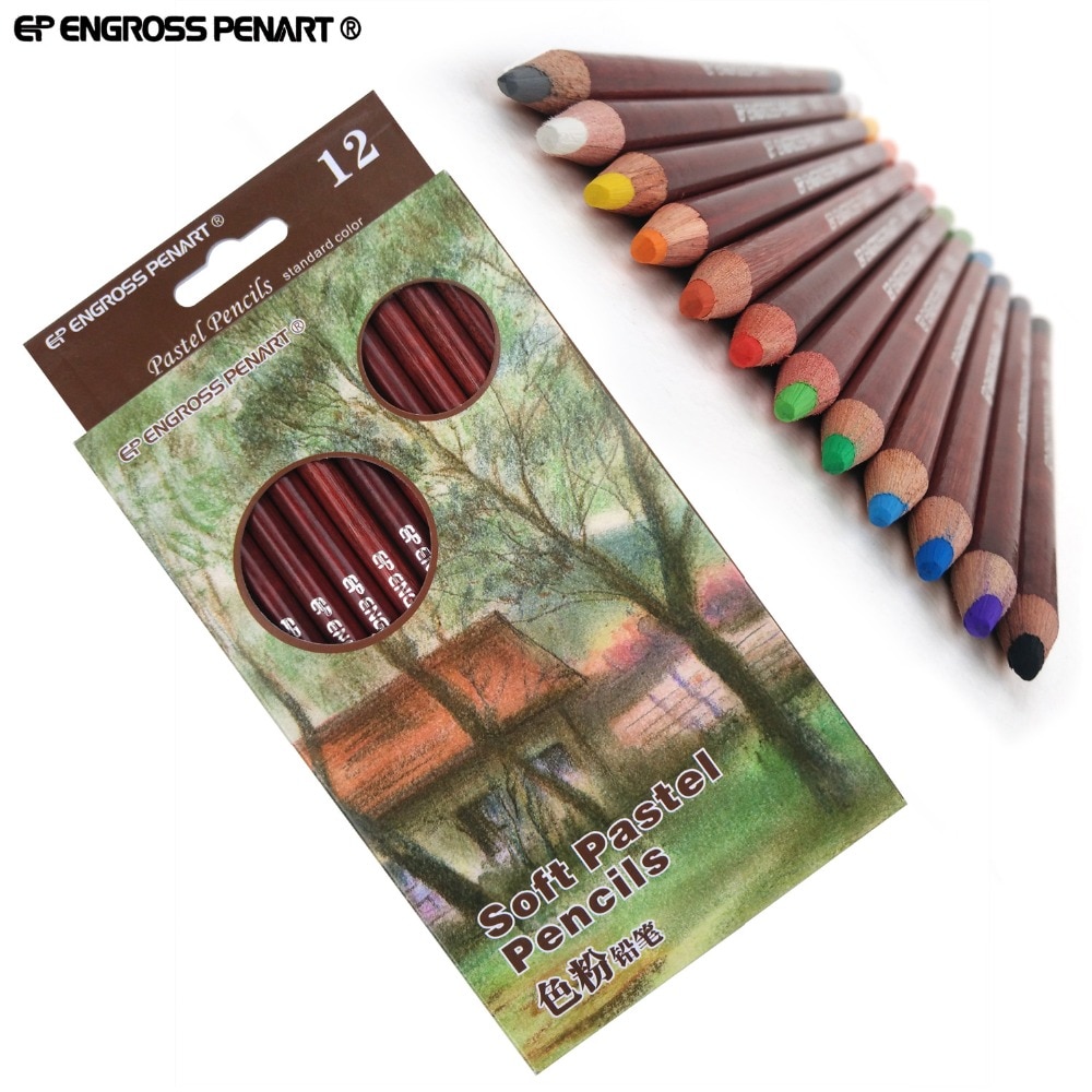 Lápices de colores Pastel para dibujar, material escolar, suave, , Artista, 12