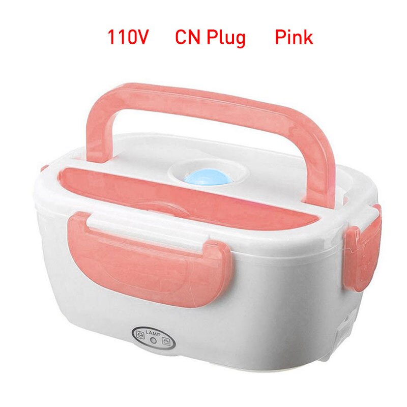 220V/110V Lunch Box Food Container Portable Electric Heating Food Warmer Heater Rice Container Dinnerware Sets for Home: 110V Pink
