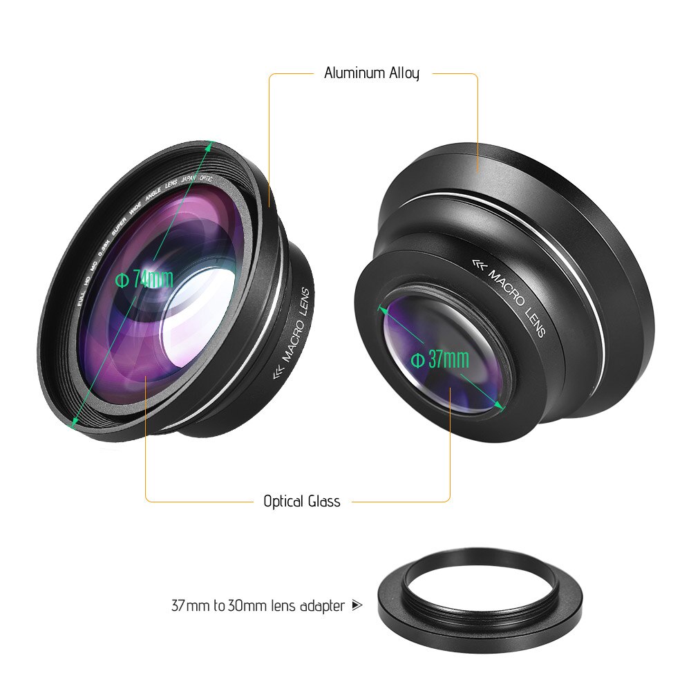 30mm 37mm 0.39X Lens Full HD Wide Angle Macro Lens for Ordro Andoer Digital Video Camera Camcorder