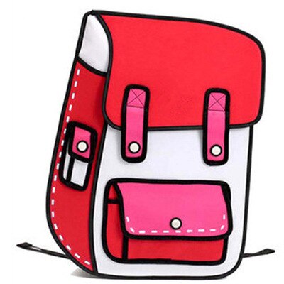 3D Jump Style 2D Tekening Cartoon Paper Bag Comic Rugzak Messenger Tote Leuke Student Zakken Unisex Bolos: Rood