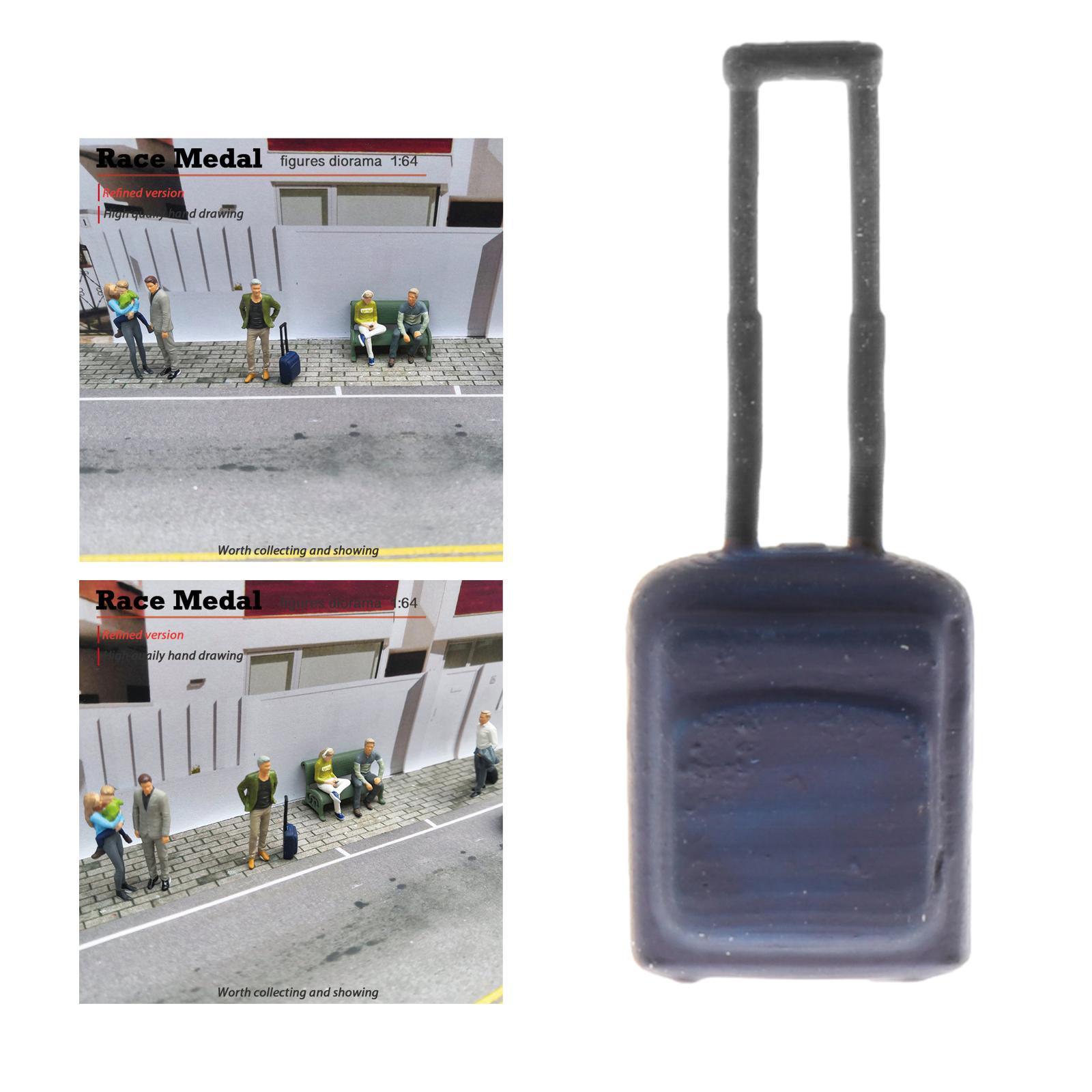 RM 1:64 Resin Model Tiny People Figure Business Trip Dolls Character Miniature Dioramas Street Layouts Diorama Gauge S: Blue Suitcase