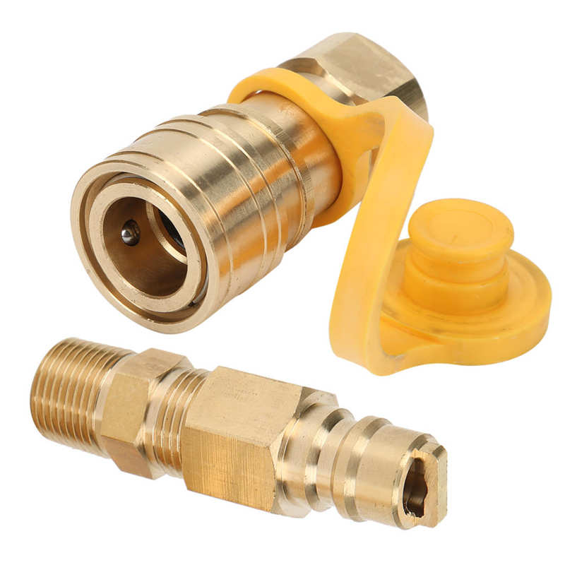 steel Outdoor Accessories 3/8in Propane Gas Quick Connect Fittings Brass Propane Gas Adapters with Shutoff Valve for outdoor