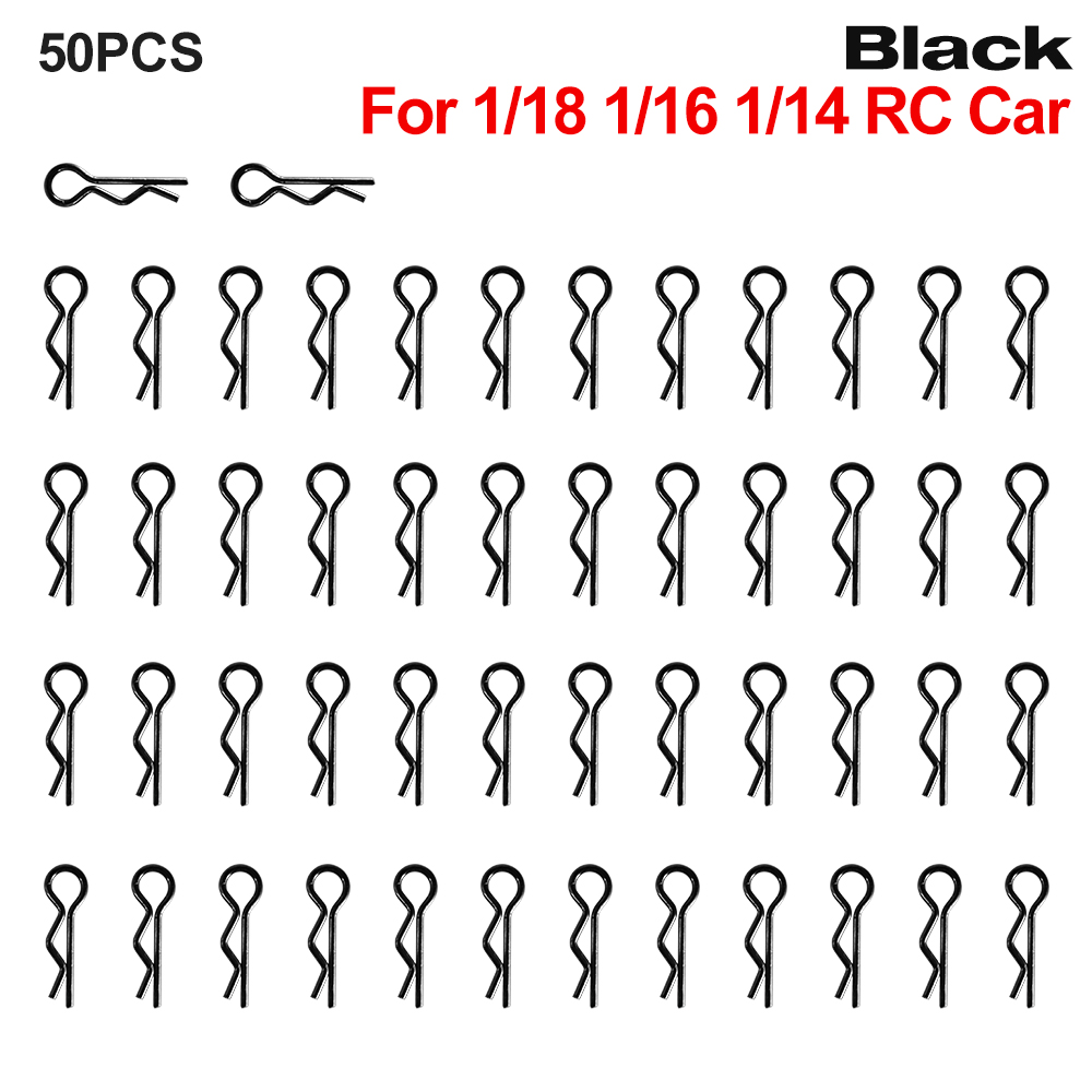 9IMOD 50 Uds Clips de carrocería RC 1/7 1/8 1/10 1/12 1/14 1/16 1/18 hebillas R de Metal coche camión Buggy Shell Pins piezas de coches RC: Gris claro