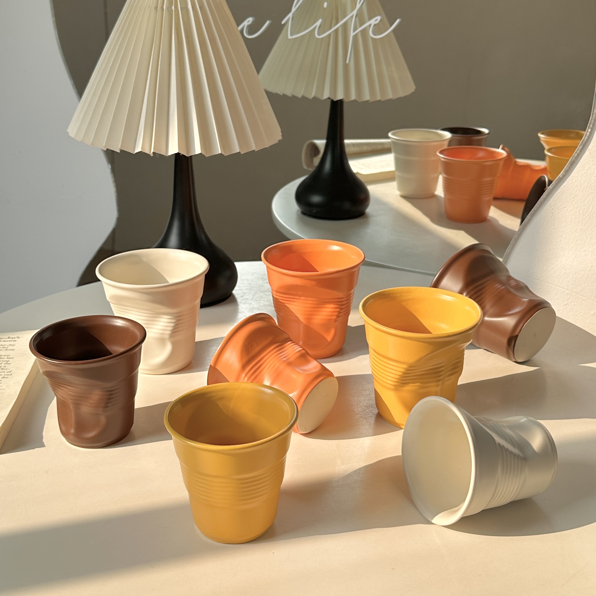 Taza de café Irregular de cerámica, taza de café de Color puro de 200/400ml, taza de leche, bebidas de té, taza de agua, tazas de vaso para el hogar y la Oficina