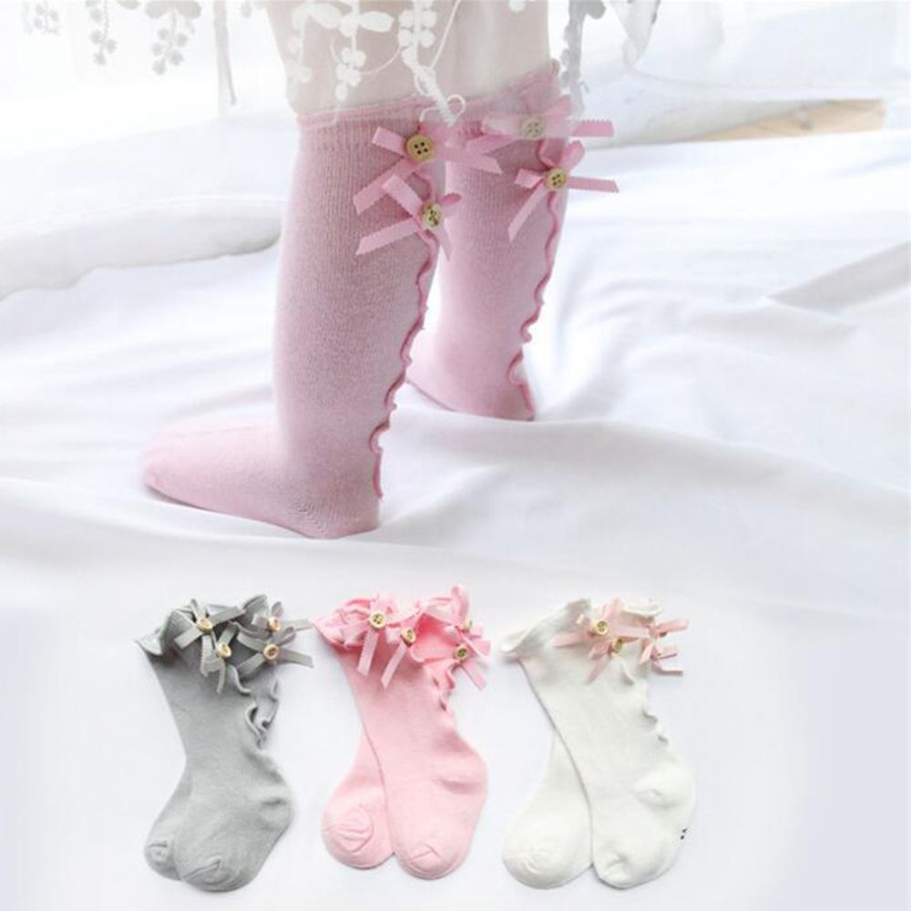 Coton bébé genou chaussettes hautes bébé bébé arcs volants longues chaussettes enfant en bas âge princesse filles chaussette pour 0-3Y