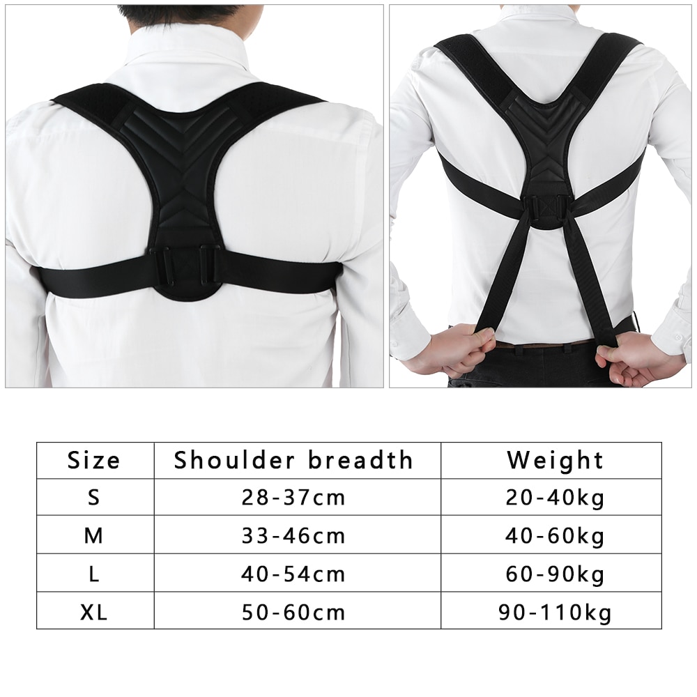 Corrector de postura de espalda ajustable para hombres y mujeres, soporte de hombro recto, terapia de cinturón