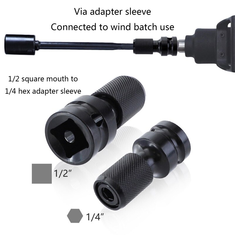 Wobble Socket Adapter 360 Degree Rotatable Universal Joint Swivel Socket Set 6.35mm Hex Handle Socket Adapter 9 Styles