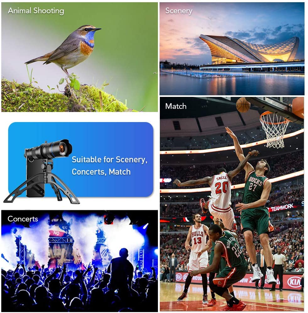 APEXEL-telescopio con Zoom HD 20x-40x, teleobjetivo, lente Monocular móvil, trípode para Selfie, Monocular con Control remoto para todos los teléfonos inteligentes