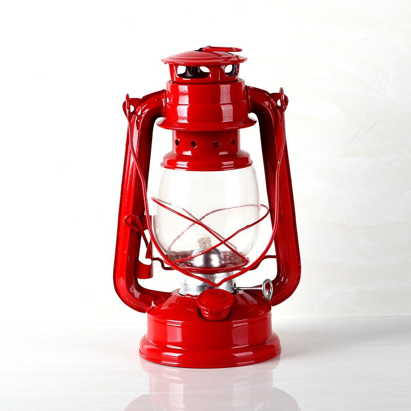 25cm retro klassisk parafin lampe 6 farger 235 led dimbare parafin lanterner veke bærbare lys bærbare lys utsmykning: Rød
