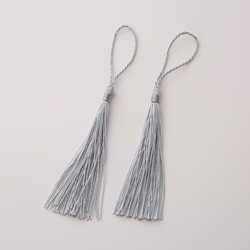 20 piezas marcapáginas de 80mm, cuerda colgante, borla de seda para artesanía de nudos chinos, llavero DIY, ganchos para pendientes, colgante, accesorios para hacer joyas: Gris
