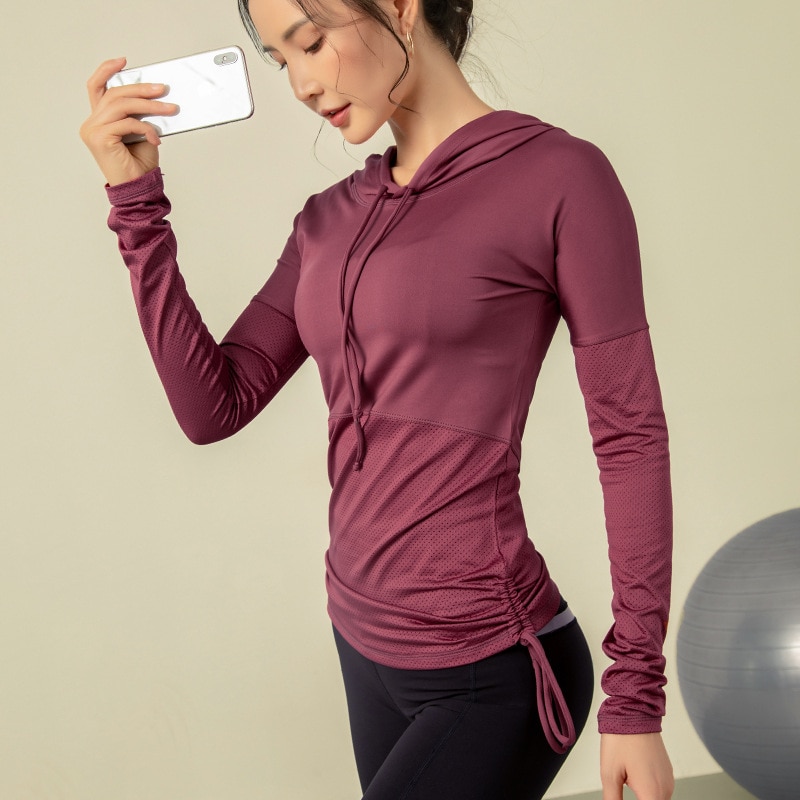 Sportkläder kör fitness kvinnor snabbtorkande toppar långärmad hoodie sportskjorta gym löpning träning yoga topp andas kappa