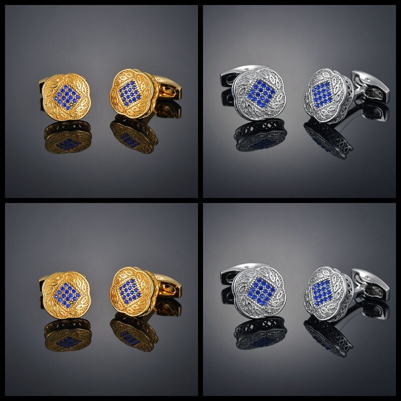 Chemise homme décoration bleu cristal accessoires affaires hommes boutons de manchette manches goujons simple vêtements accessoires