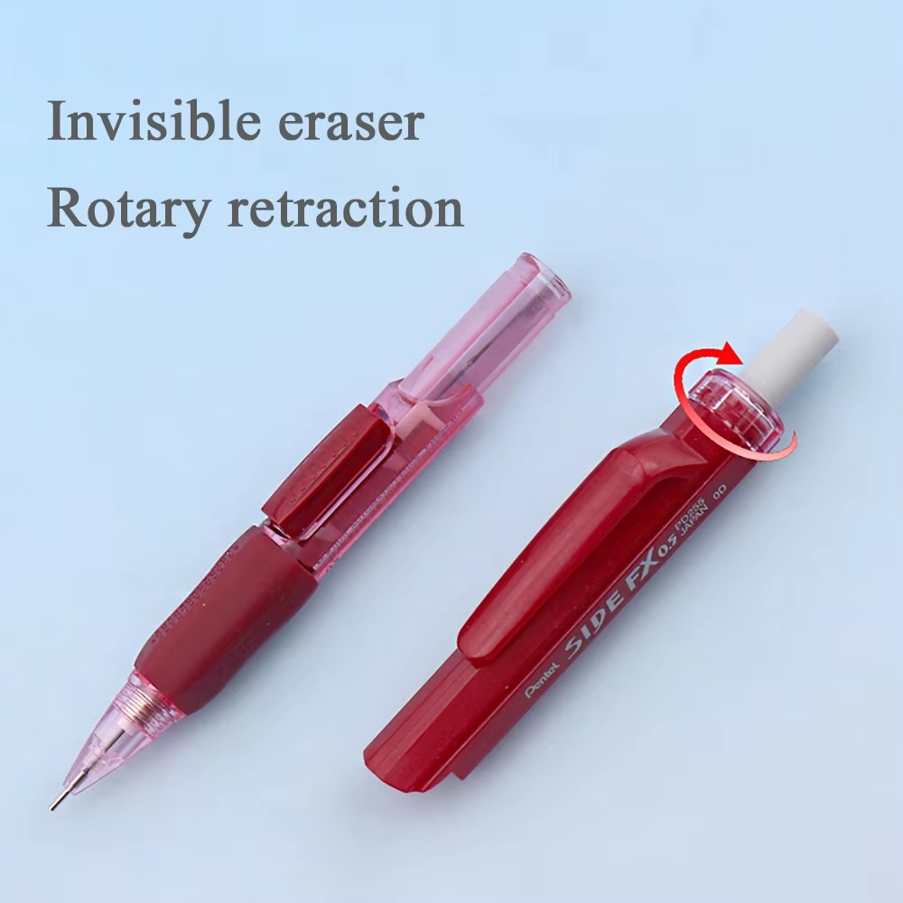 Japan Pentel PD255 Mechanical Pencils 0.5mm Side Extrusion Lead Eraser Head Retractable Classic Cute School Supplies Stationery