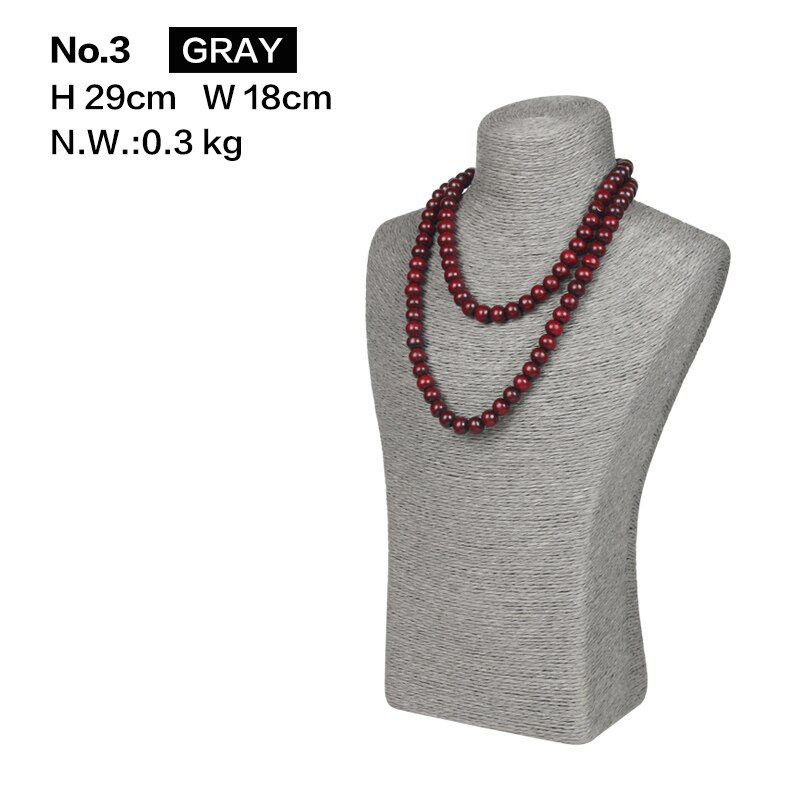 Hanf Seil Halskette Display Stand Halter Nizza Neue Halskette Aufhänger Schmuck Display Büste Modell Rack: No.3 Gray