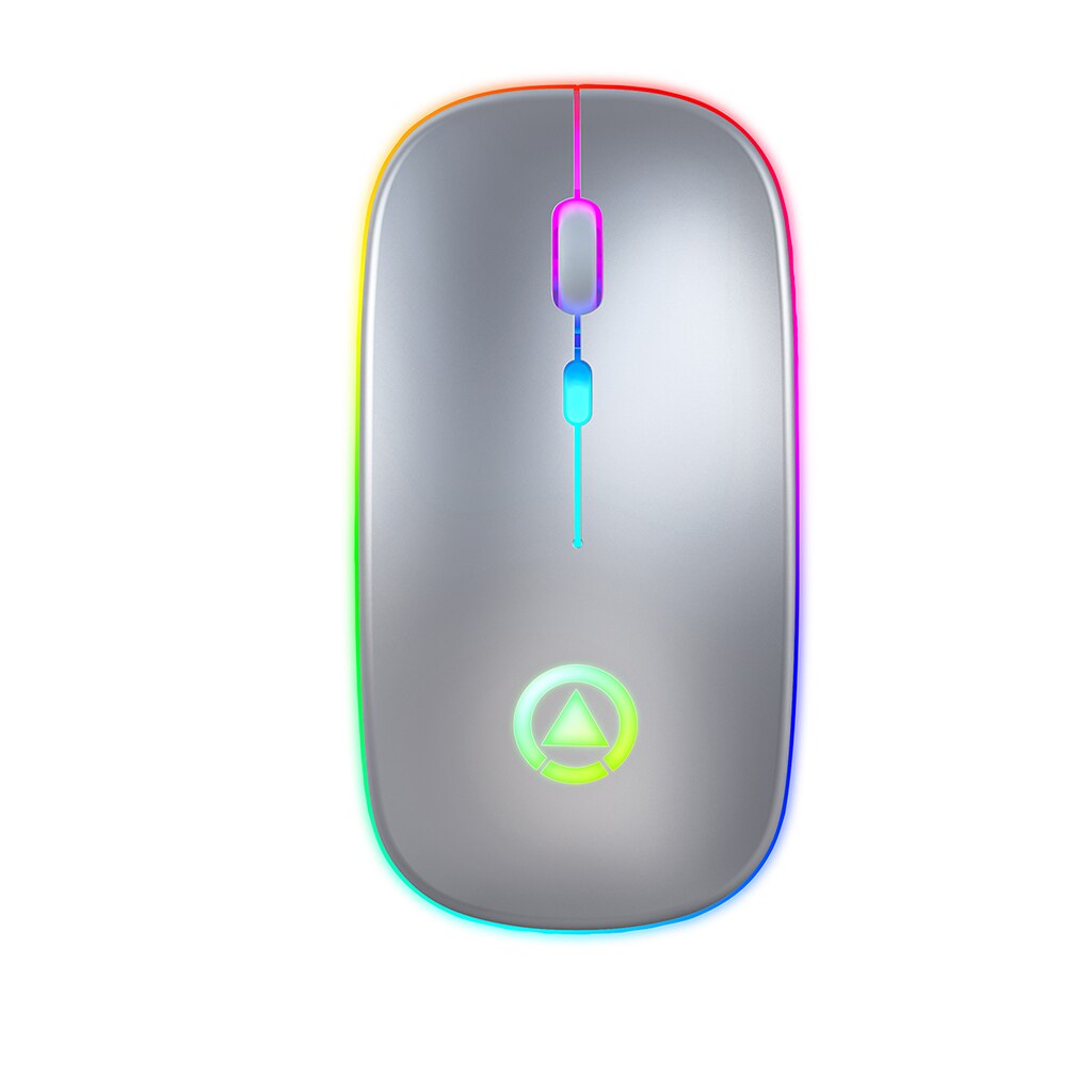 Ultra-Thin Wireless Mouse 2.4GHZ LED Silent Mute Colored Backlit Optical Mice with Hidden USB Receiver DPI Adjustable for Gaming: Gray