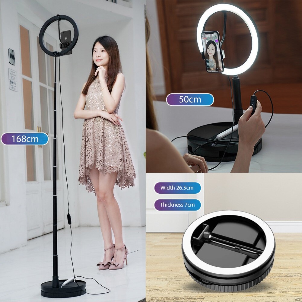 Foldable Telescopic LED Ring Lamp Fill Light for Selfie Makeup Live Photography