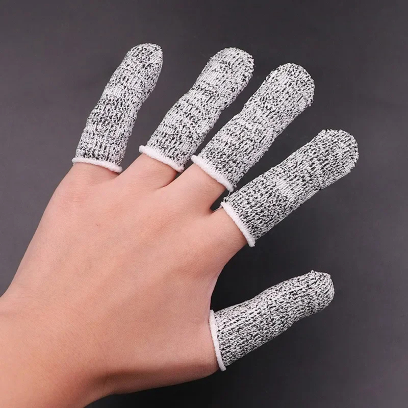 Nuevos guantes anticorte para dedos, guantes de seguridad resistentes a cortes para trabajo de cocina, recogedor de escultura, Protector de yemas de los dedos a juego, 10 Uds.