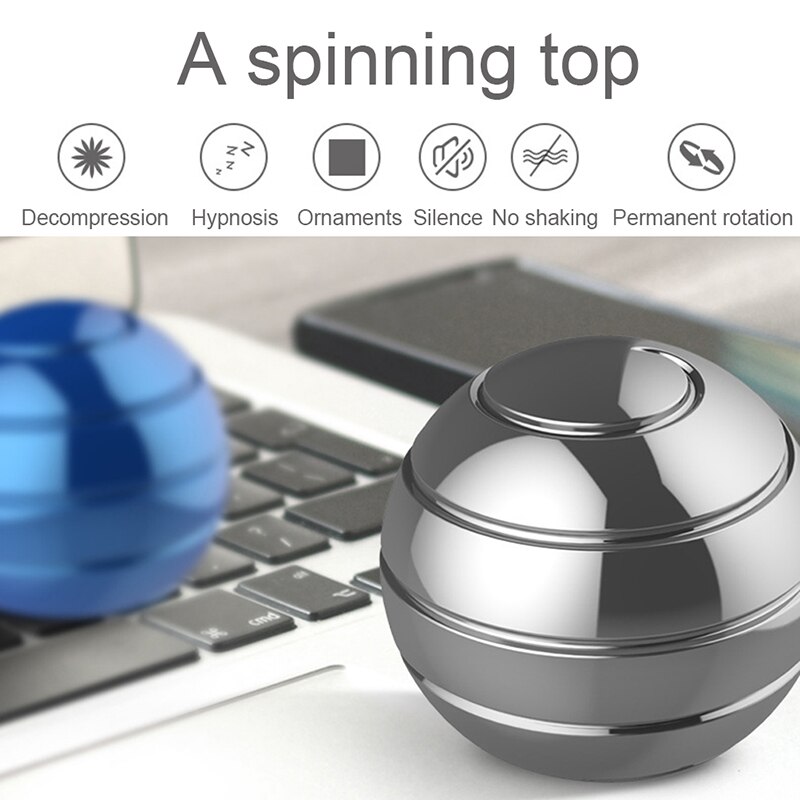 Desktop Decompression Rotating Spherical Gyroscope Kinetic Desk Toy Metal Gyro Optical Illusion Flowing Finger Toy