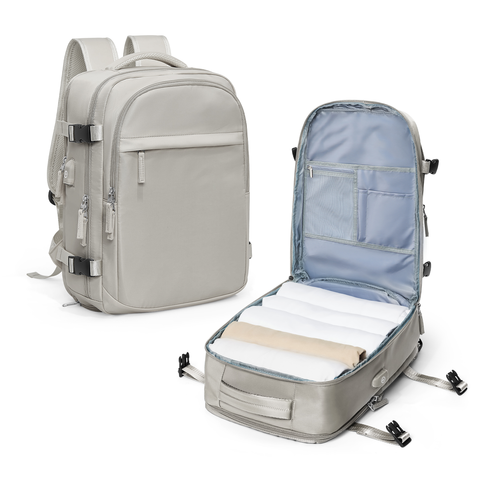 Handbagage Rugzak, Grote Reisrugzak Voor Vrouwen Mannen Luchtvaartmaatschappij Goedgekeurd Gym Rugzak Waterdichte Zakelijke Bagage Laptop Dagrugzak: Khaki