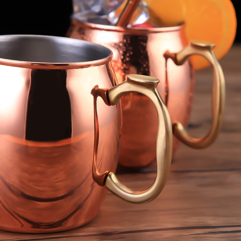 304 Stainless Steel Copper-plated Beer Mug Coffee Cup Drum-shaped Cocktail Glass Bar Accessories