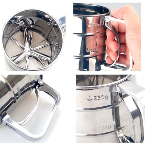 Stainless Steel Mesh Flour Sifter Sieve Strainer Cake Baking Kitchen Helper Prop Flour Sugar Icing Mesh Sifter Shaker Cup