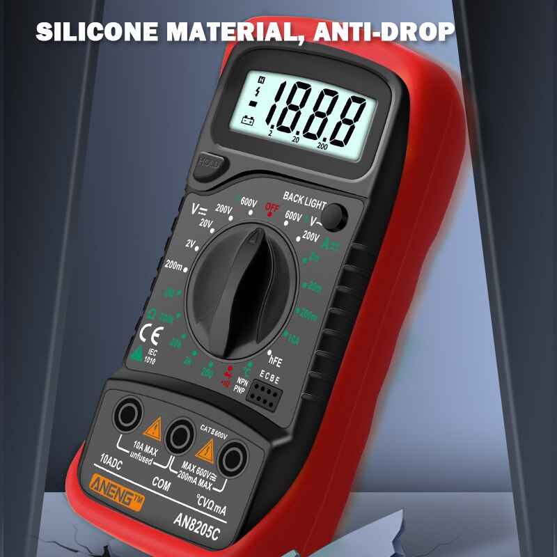 Digital Multimeter With Thermocouple LCD Backlight Portable Multimeter AC/ Ammeter Volt Ohm Tester Multimetro