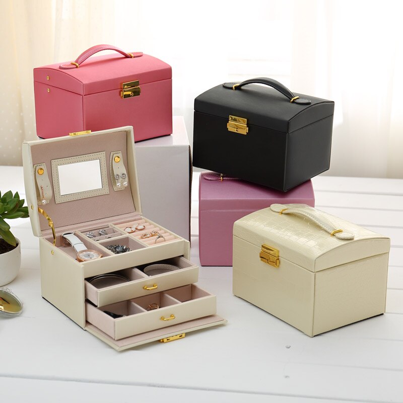 PU Schmuck Organizer box make-up Organizer Armbänder Ohrring & Ring sarg verpackung fall box Halskette container mädchen