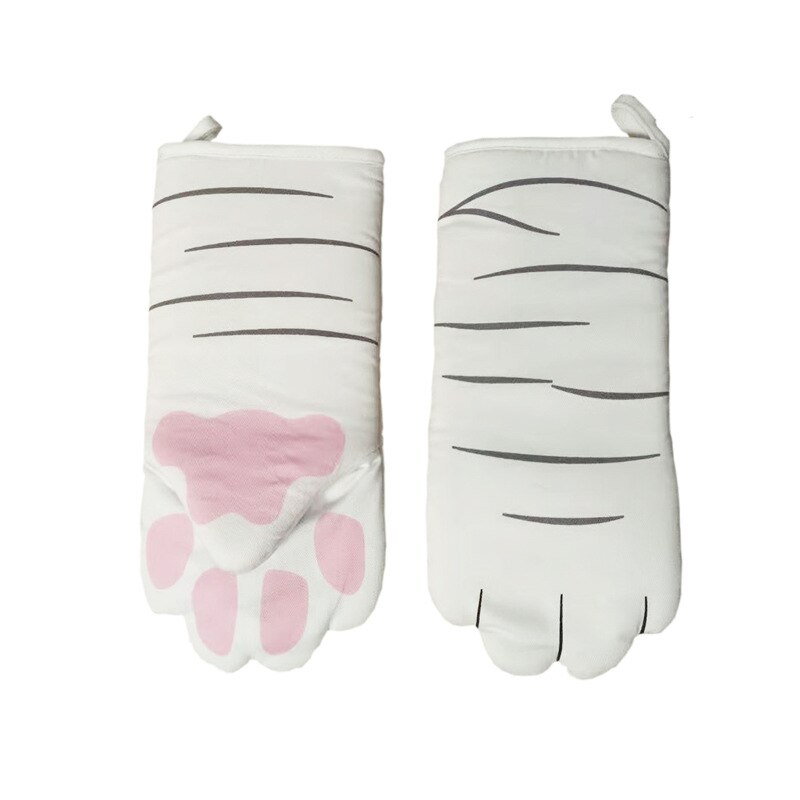 3D dessin animé chat pattes four mitaines longue coton cuisson isolation micro-ondes résistant à la chaleur anti-dérapant gants Animal 1PC: B 1 pcs