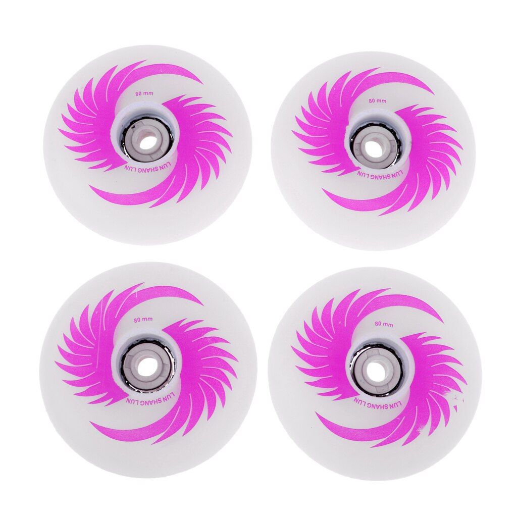 4 pièces planche à roulettes clignotant rouleau PU magnétique éclairer les roues de patins pour patins à roues alignées: 80mm Pink