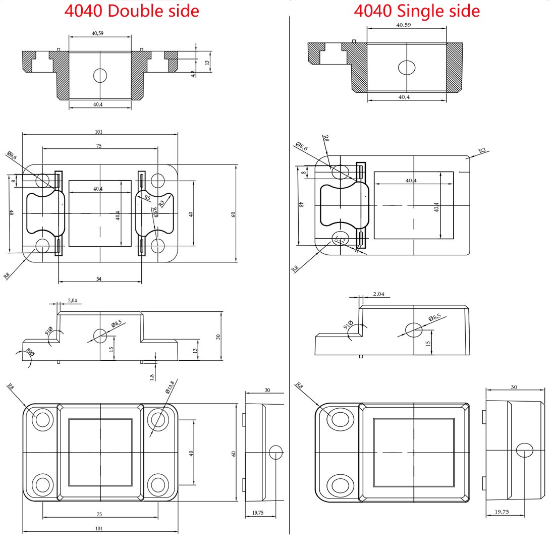 1pc Fixing Base Unidirectional/Bidirectional Corner Square Connector for 3030 4040 Aluminum Extrusion Profile
