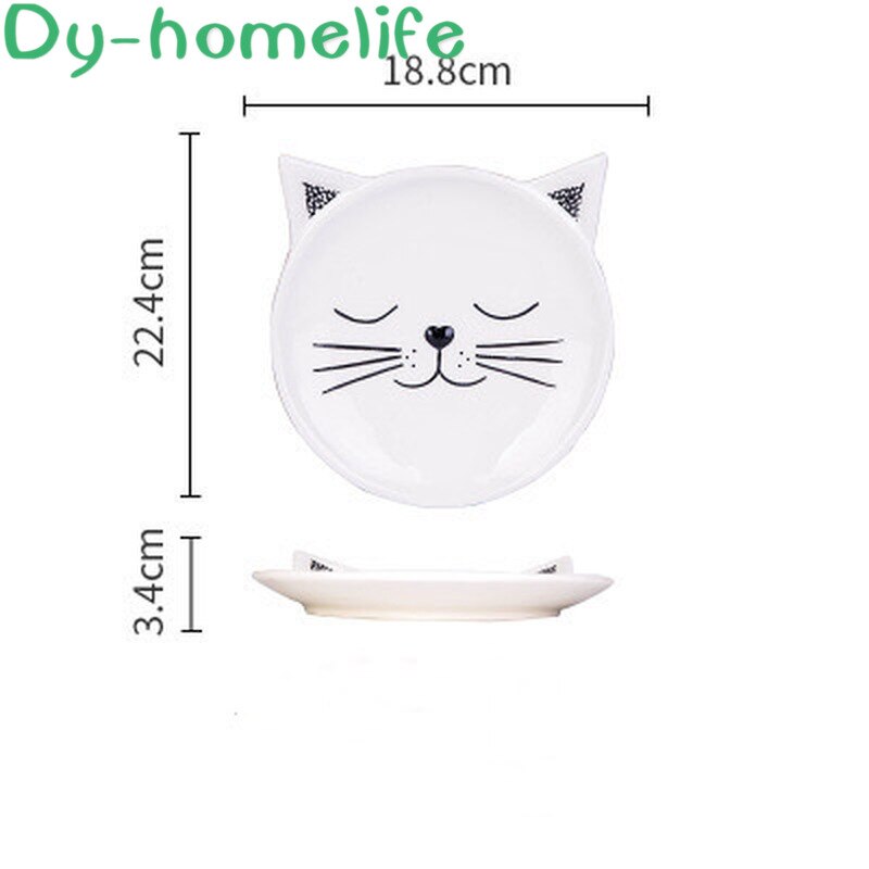 Assiette à dîner en céramique pour enfants | Dessin animé coréen Animal renard chaton forme enfants fournitures de cuisine en famille, assiette de séparation pour enfant