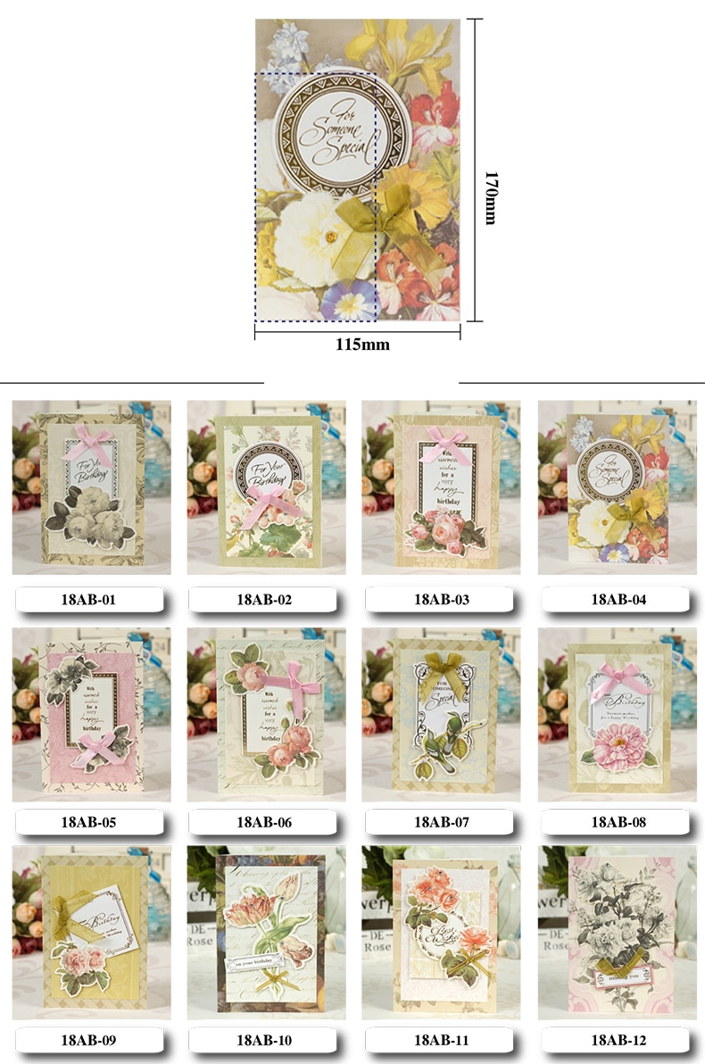 Eno gratulasjonspapir lagdelt 3d gratulasjonskort vintage håndlagde bursdagskort blomsterkort