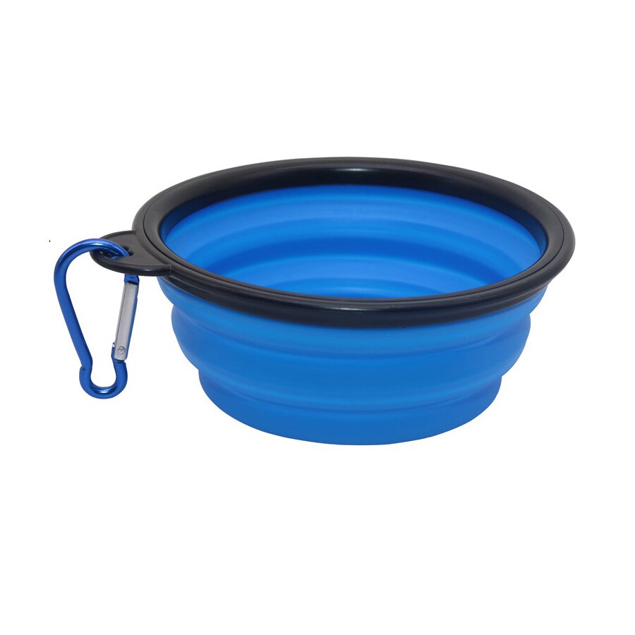Sällskapsdjur mjuk hund skål 1pc vikbar silikon reseskål för hund bärbar hopfällbar fällbar hund skål för sällskapsdjur kattmat vatten matning: Blå