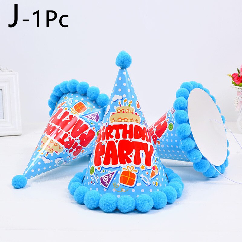 Birthday Caps Baby Kid Rainbow Birthday Party Hat Child Crown Decoration Pompon Paper Cap Cartoon Pattern Festival Birthday Hat: J