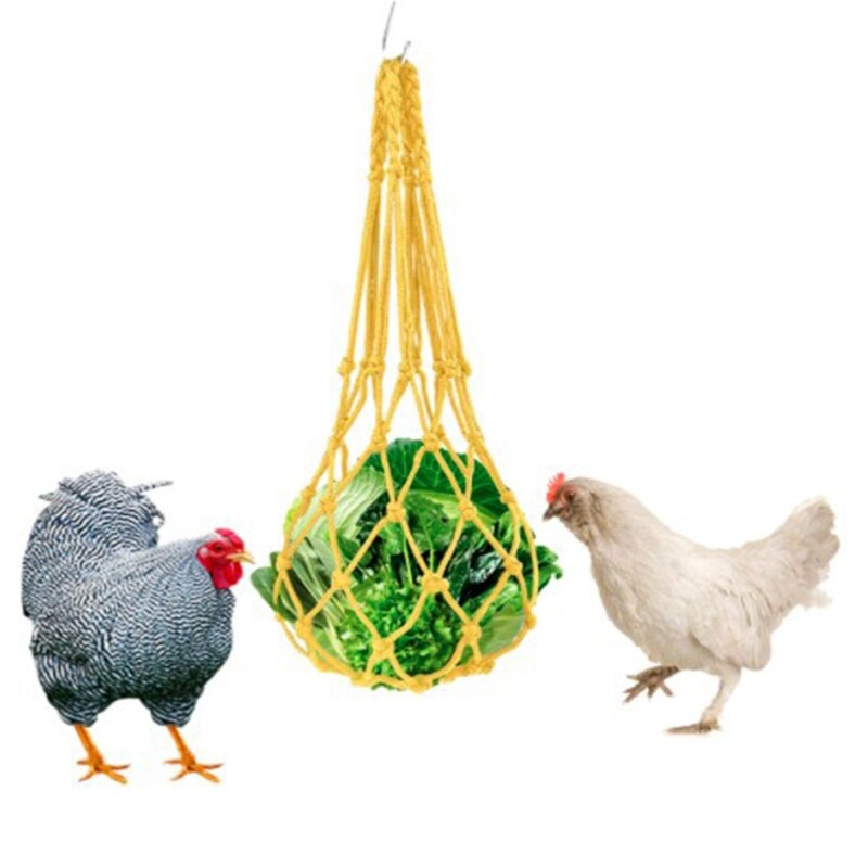 Bolsa de red para verduras y pollos, soporte colgante para aperitivos, comedero, herramienta de alimentación para gallinas, pato, aves grandes