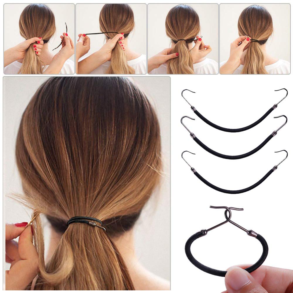 20pcs Ponytail Rubber Elastic Hook Hair Bands For Women Gum Hooks Hair Accessories Hair Ties Styling Tools Holder Bungee Bands
