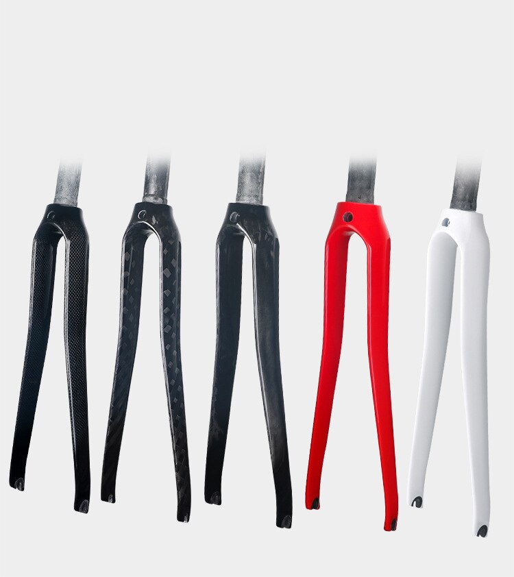 TOSEEK-horquilla de bicicleta de carretera de fibra de carbono 700C, horquilla rígida de freno en V, 3k/UD/12K, horquilla delantera de carbono mate/brillante, peso 365 +/-30g